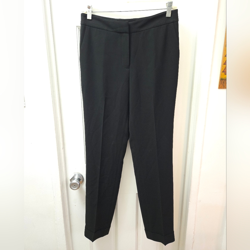 Lafayette 148 Clinton Black High Rise Straight Leg Trousers Work Pants Size 0